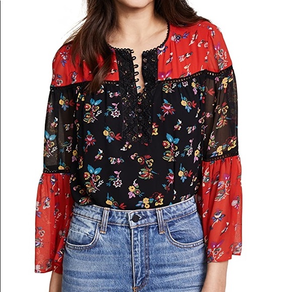 Rebecca Minkoff Tops - Rebecca Minkoff Luca Floral Bell Sleeve Blouse